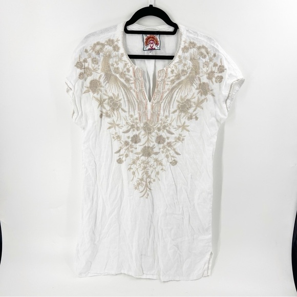Johnny Was Dresses & Skirts - ✅JOHNNY WAS HEAVILY NEUTRAL EMBROIDERED DRESS SHIFT TUNIC BOHO SMALL MEDIUM $289